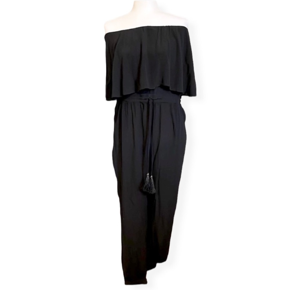 White House Black Market black off-shoulder jumpsuit/ size 10